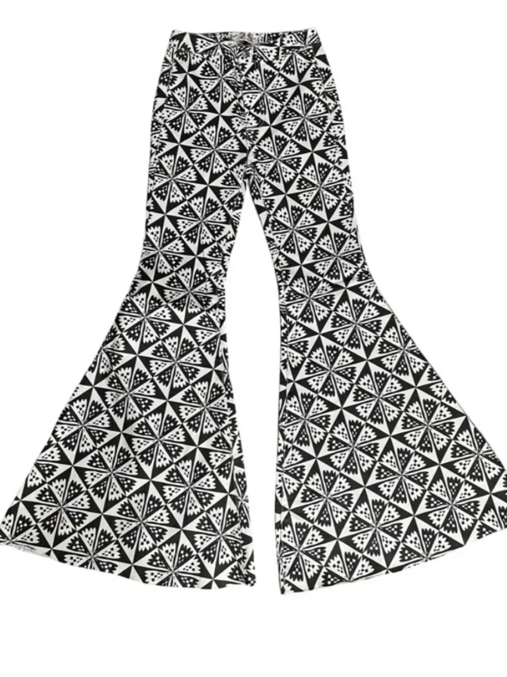 Free People Just Float On Printed Bell Bottom Jeans NWT Retro Flare 27 - Picture 6 of 8